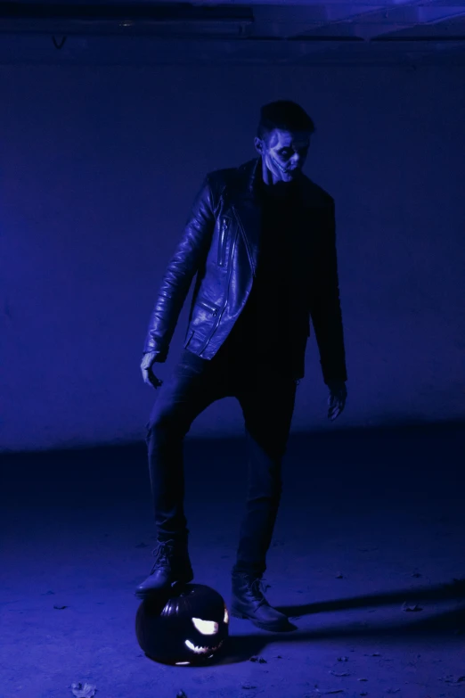 a man on a skateboard riding around the room