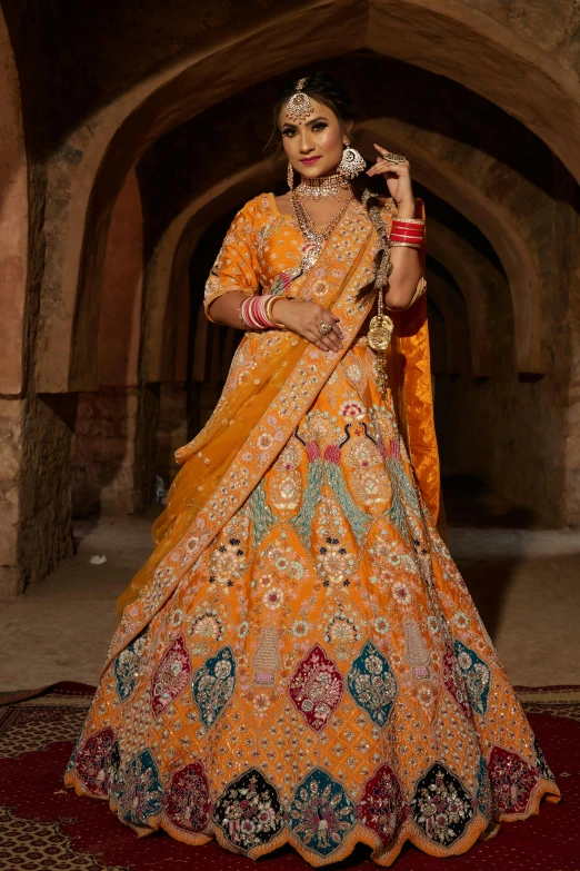 a beautiful indian woman posing in a gown