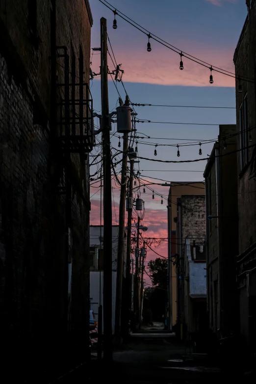 there are some kind of wires hanging over the street