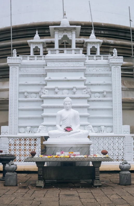 buddha statue in front of an asian style structure