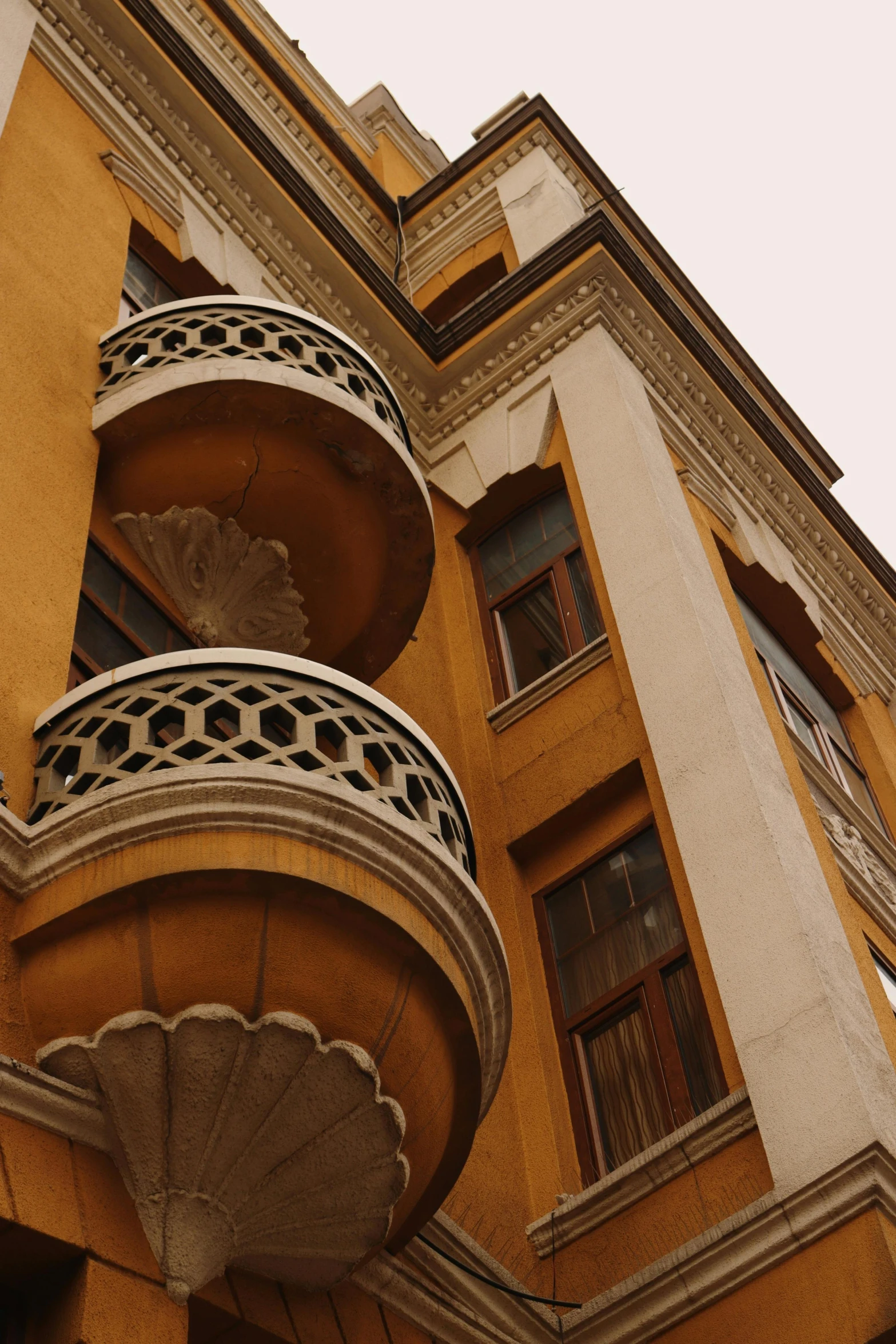 the architecture of an old building with balconies and balconies