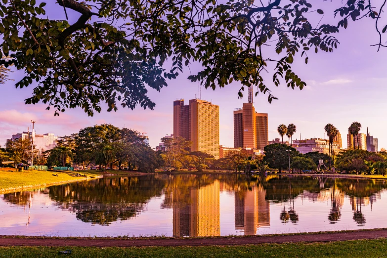 city from across the pond in an urban park