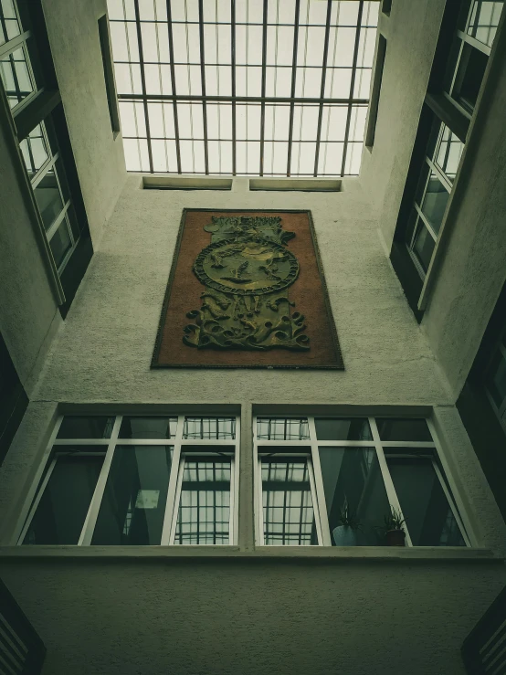 the inside of an apartment building with several windows