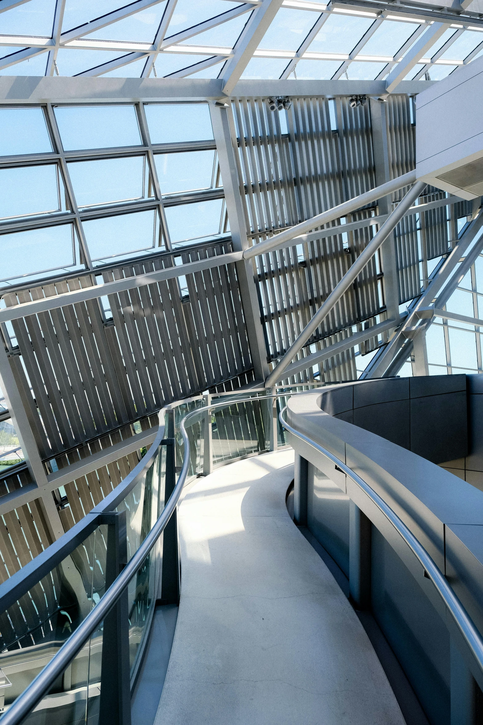 a picture taken from below looking down an escalator