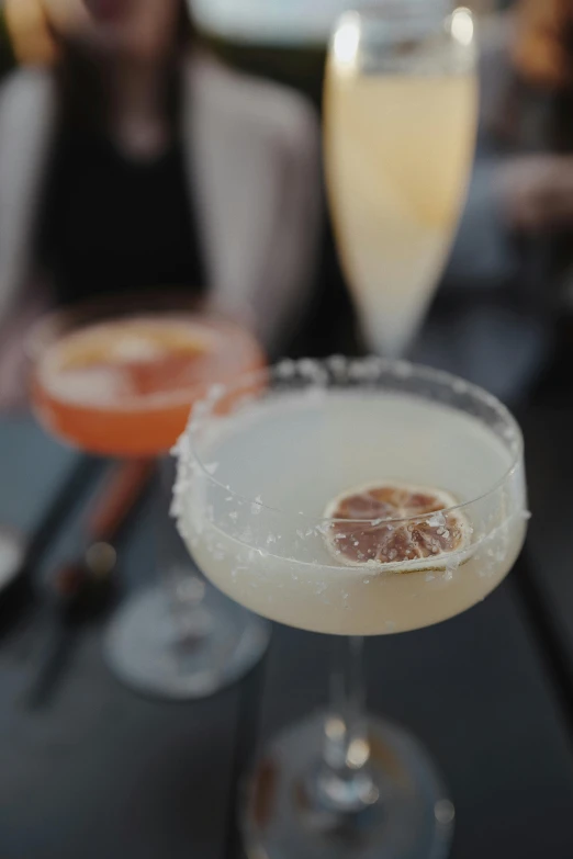 a close up view of some drinks on the table