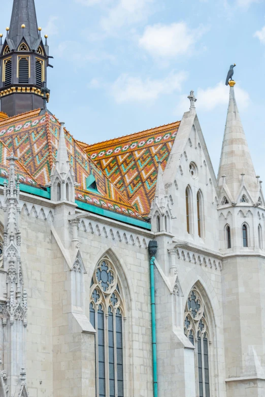 this is the roof and spire of an old church