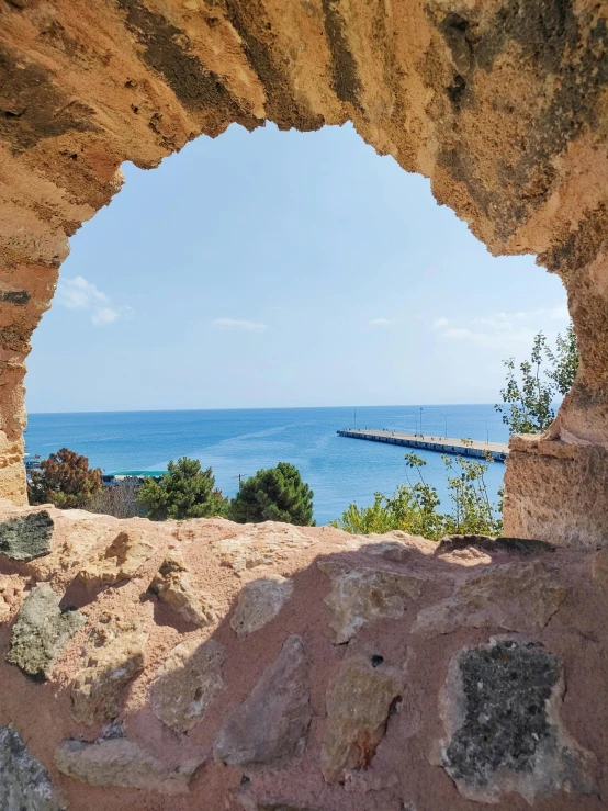 a hole in the rocks that looks like water