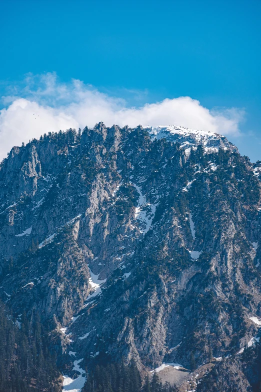 a mountain with some trees in the background