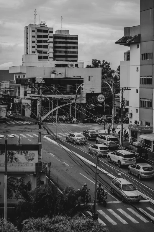 a black and white po of city streets