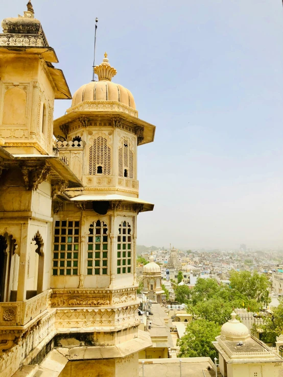 the view from the balcony of a tower in india