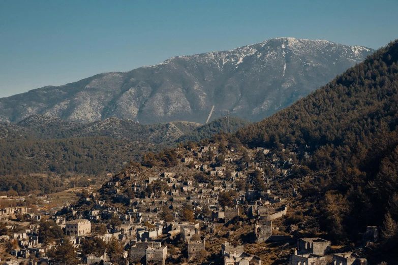 a po of a small village near mountains