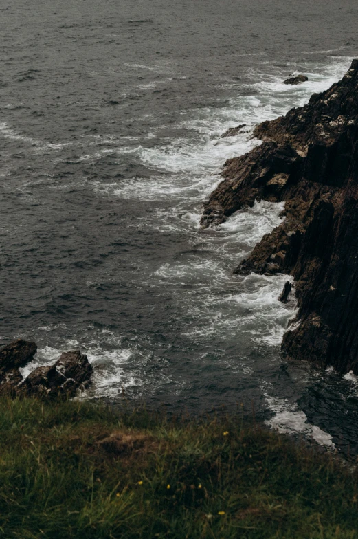 a black bird is sitting on top of a cliff