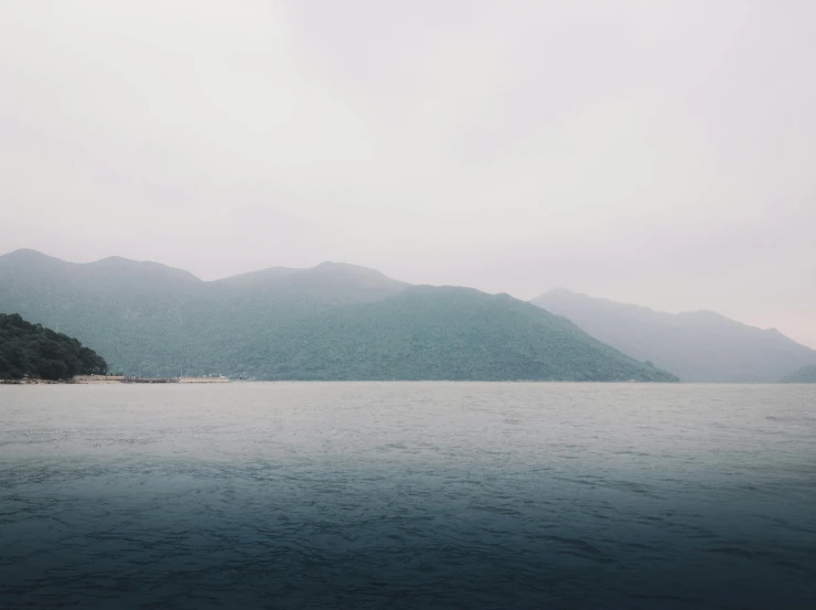 the lake is almost empty on a rainy day