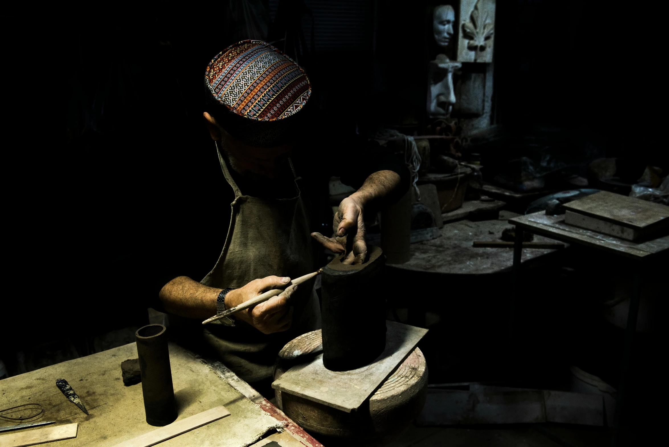 a man working in an old fashion