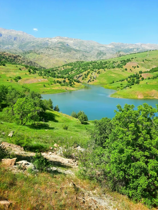 there is a lake near the mountain range