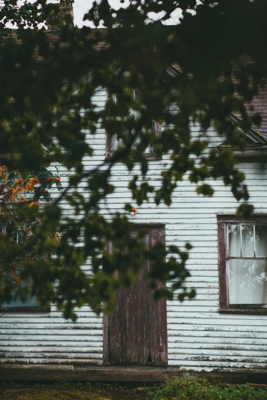 the house is white and has black shutters