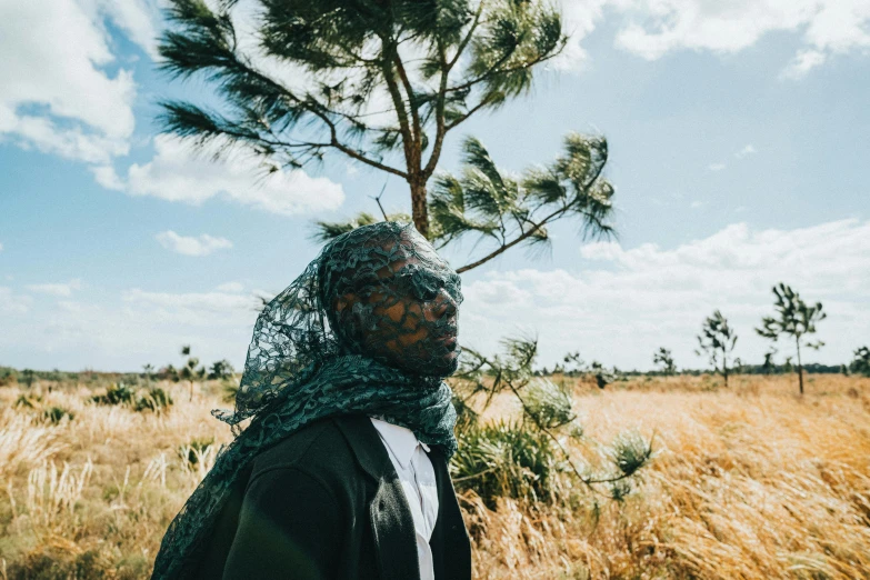 a man standing by a tree looking up