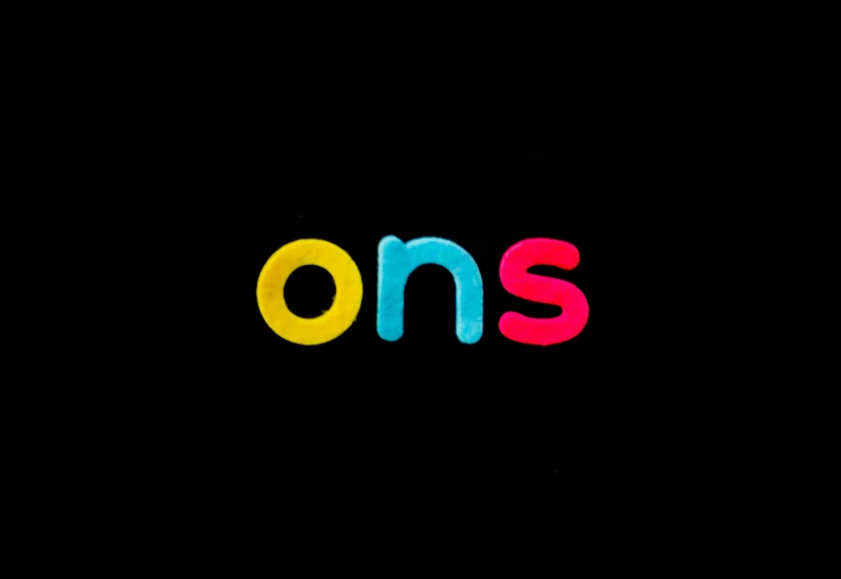 the word ons made up of different colored letters