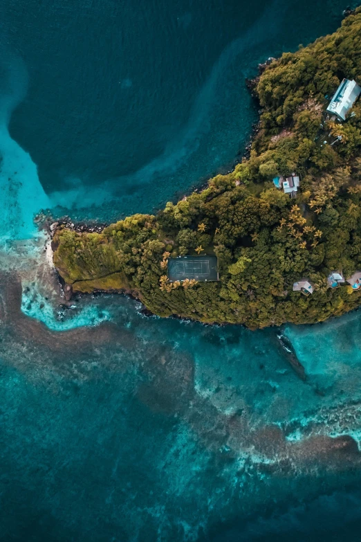 a small island in the middle of some ocean