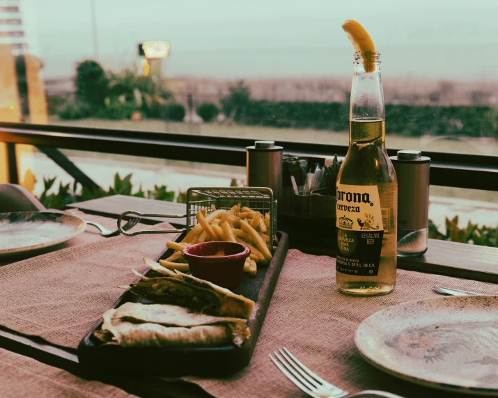 a table that has a bunch of food on it