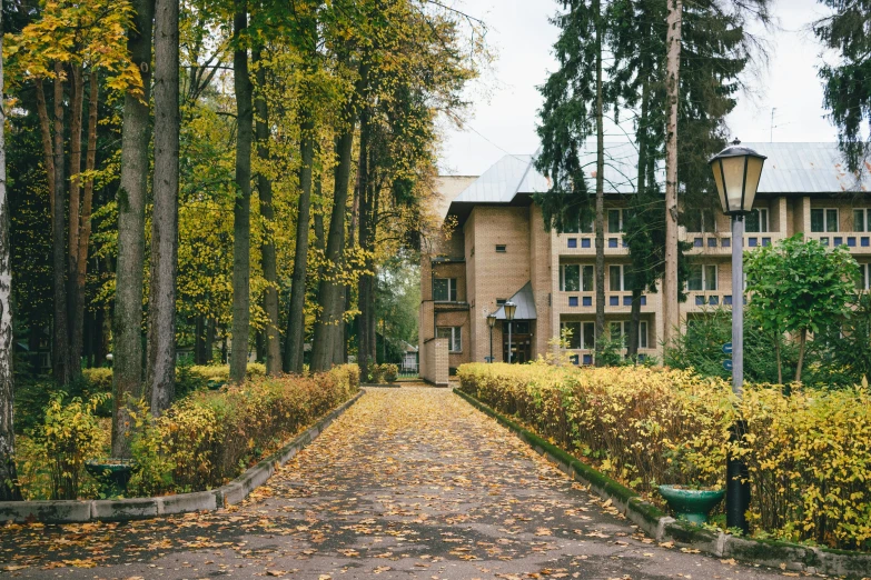 a pathway going through to a el building