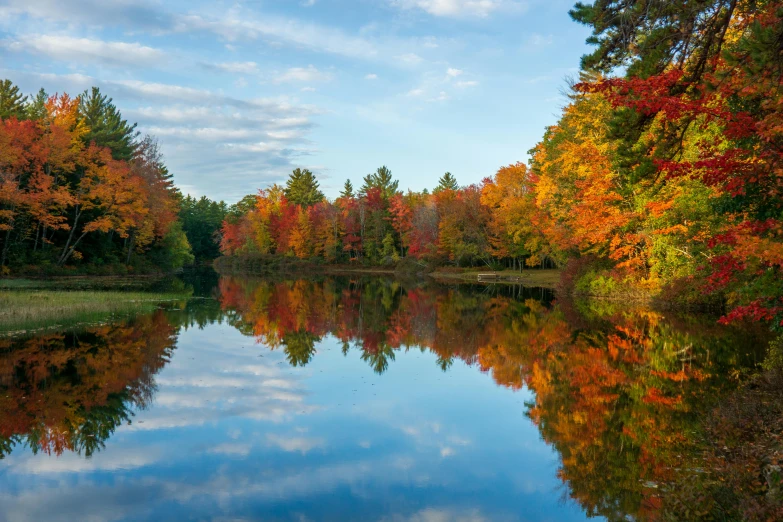 there are a lot of fall colors on the water