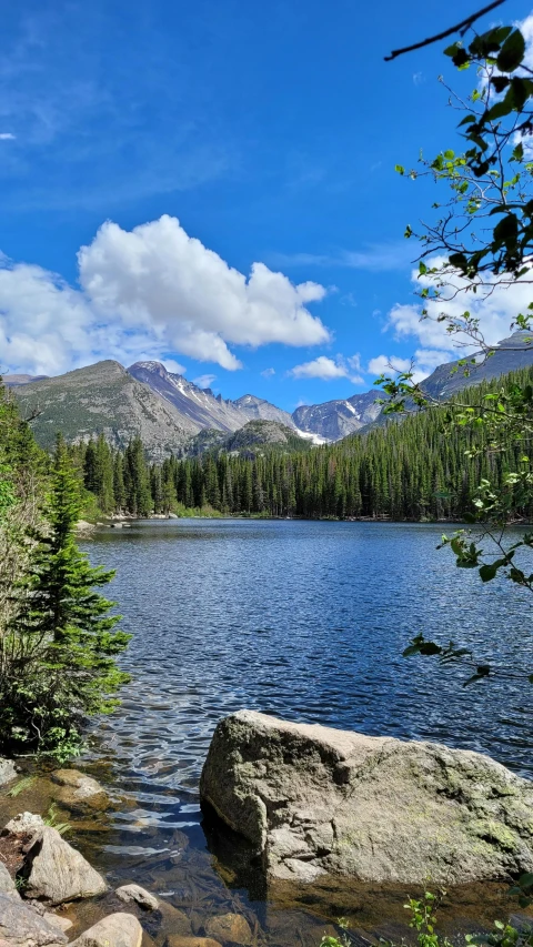 the water of the mountain lake is crystal clear