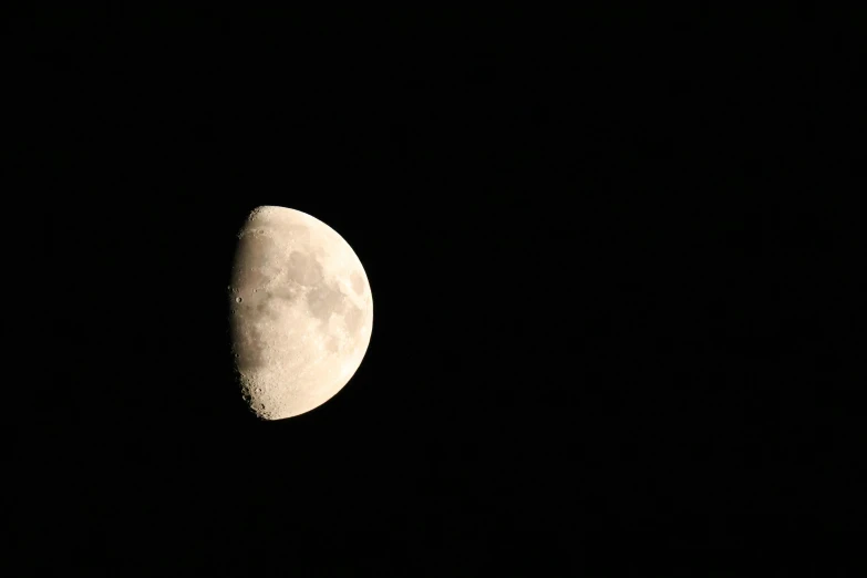 the moon is seen in the night sky with no visible lights