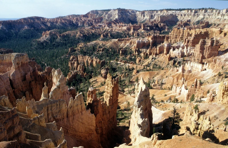 this view shows several different rock formations and valleys