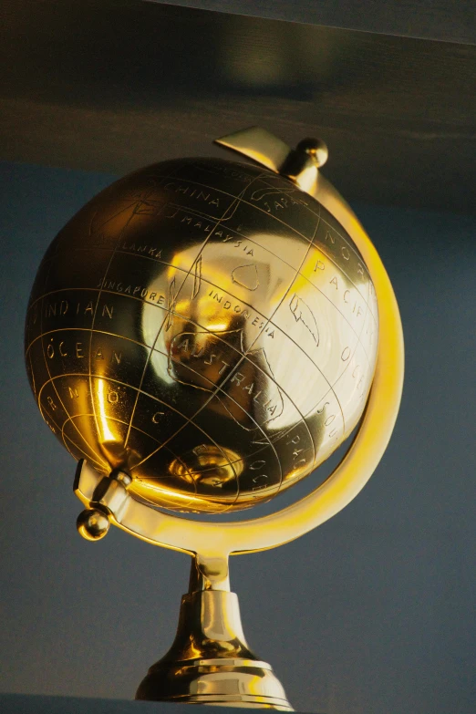 an old globe with some writing on it