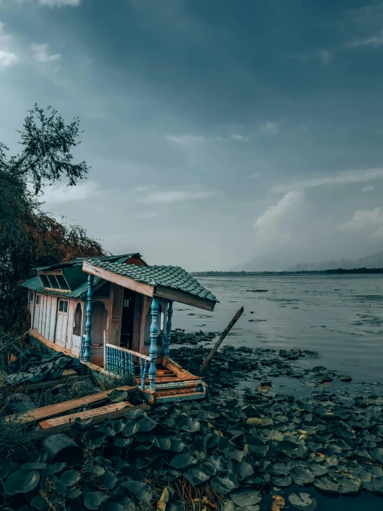 this is a boat house near the water