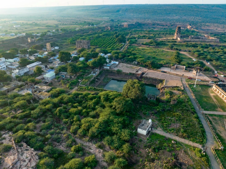 an aerial view of the city from a tall tower