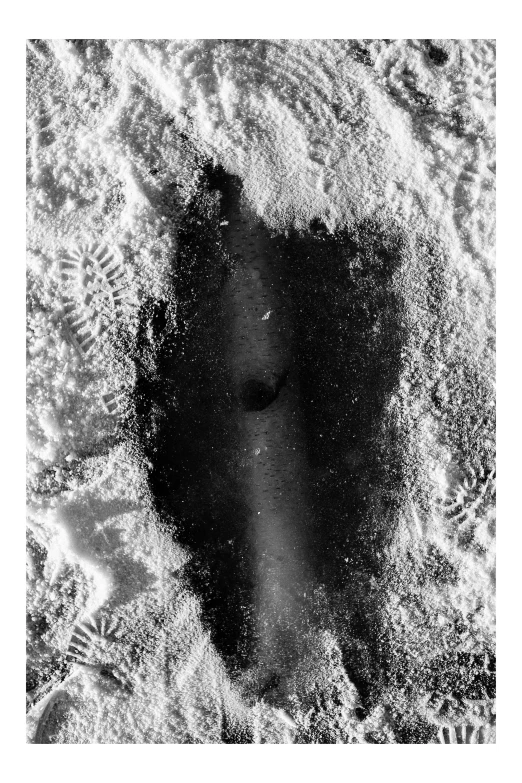 a black and white pograph of snow on top of snow