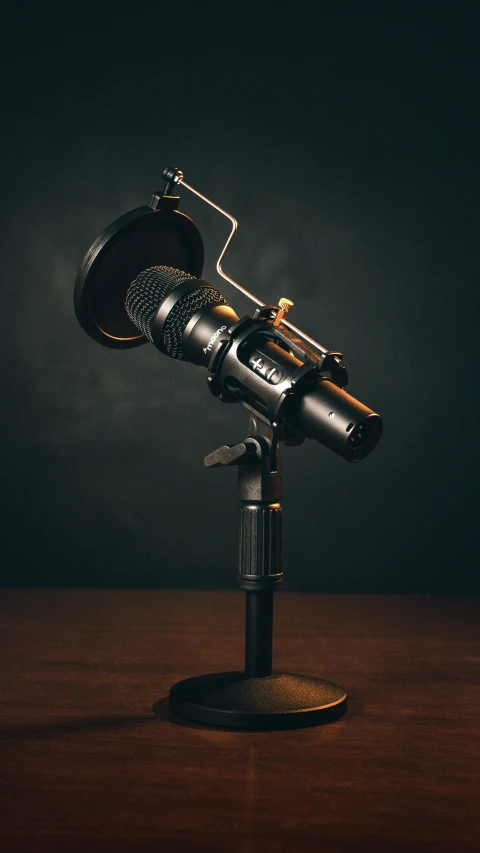 a very close up of an old fashioned microphone