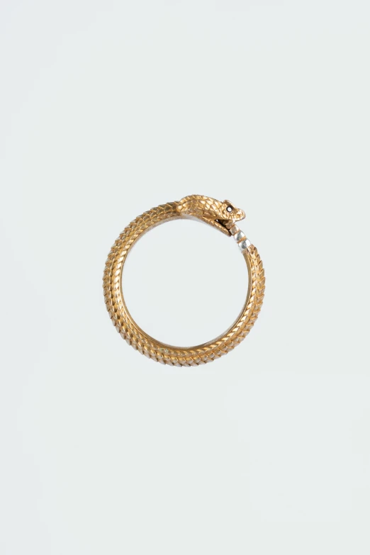 a gold colored snakeskin and diamond accent celet