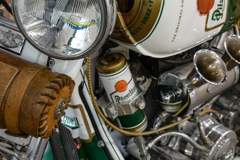 a close up view of a helmet with an assortment of other objects surrounding