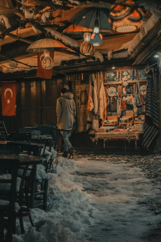 the inside of a market with many items on display