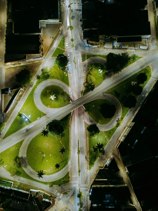 a view of an overhead s of a highway intersection from the air