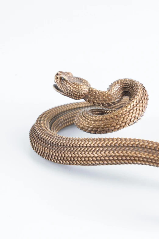 a gold - colored snake made with several strands of ss wire