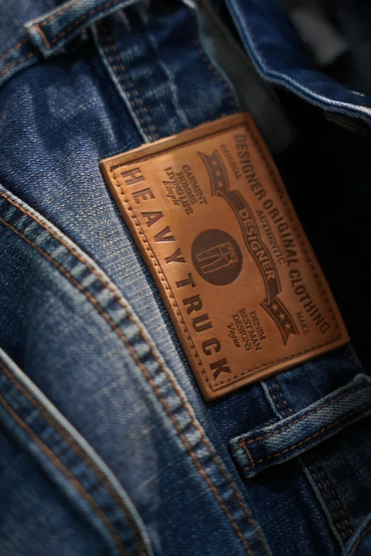 a label on a jean jacket shows the details