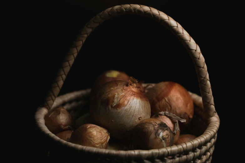 there is an image of a basket full of onions