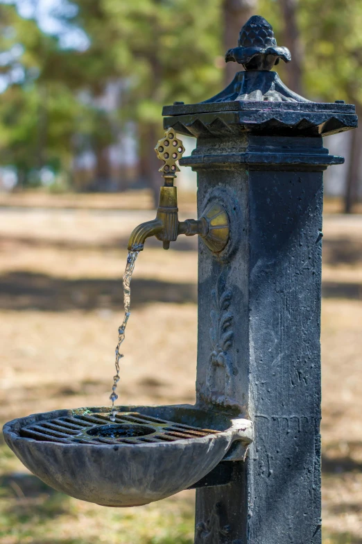 a bird bath is hanging on the post