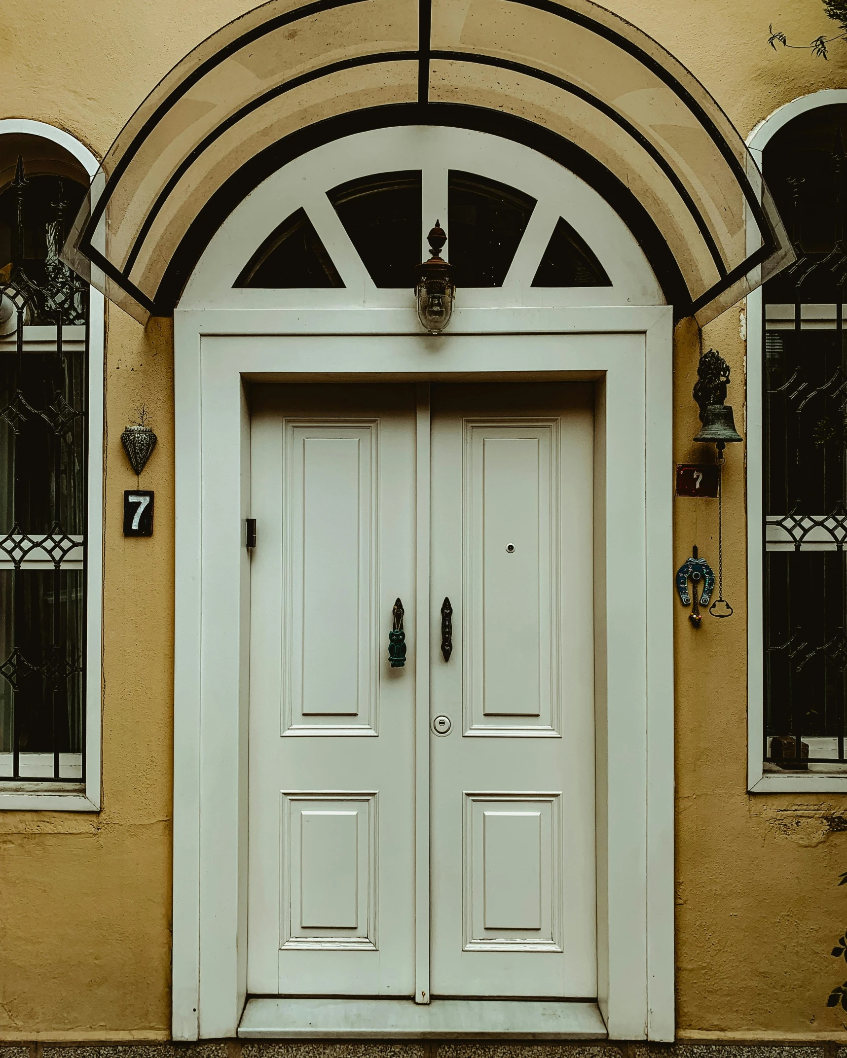 a door to an older building that is very clean