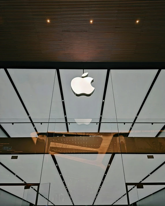 a very nice looking apple store inside of it