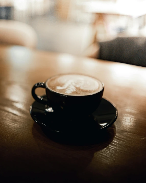 a cappuccino coffee cup with the milk in the foam