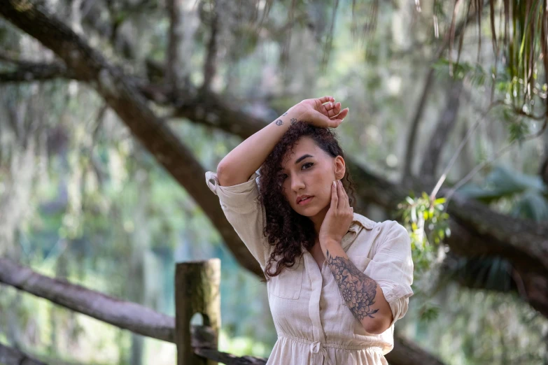 a young woman is in a white dress