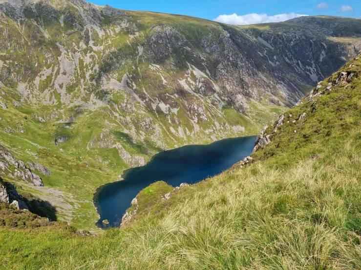 a large body of water sitting on top of a mountain