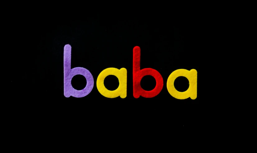 colorful 3d wording that reads'baba'with different colors