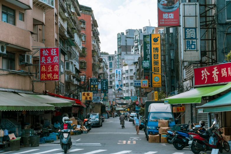 street in the middle of asia with many signs on it