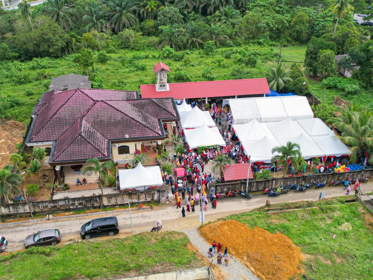 an aerial view of the outdoor venue with a huge crowd